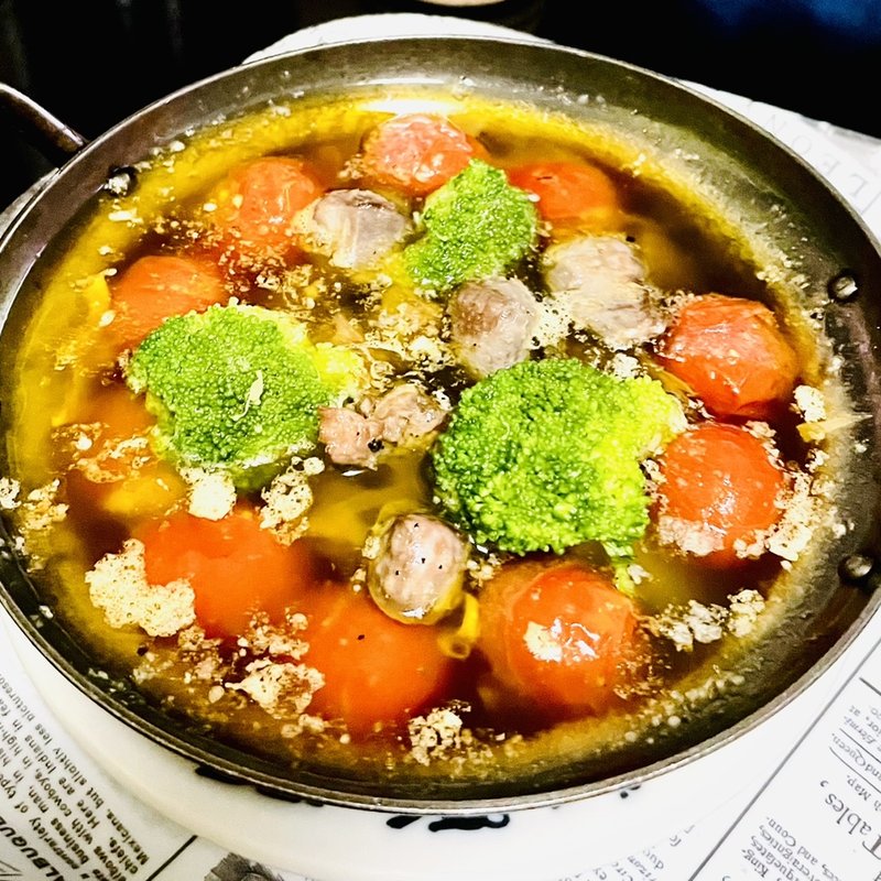 砂肝トマトのアヒージョ(自宅)