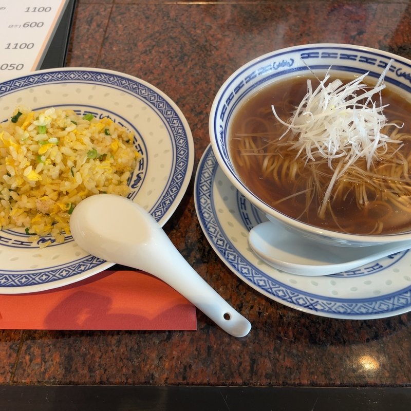 香り葱そば(ハーフ)と蟹炒飯(ハーフ)(天龍)