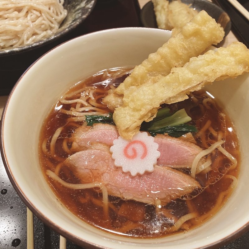 芳醇鴨そば　麺中太　追加ごぼう(銀座鴨そば九代目けいすけ 銀座店)