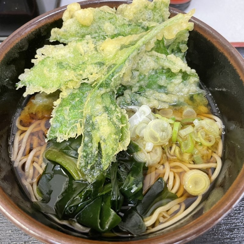 かけそば＋明日葉天(めんや)