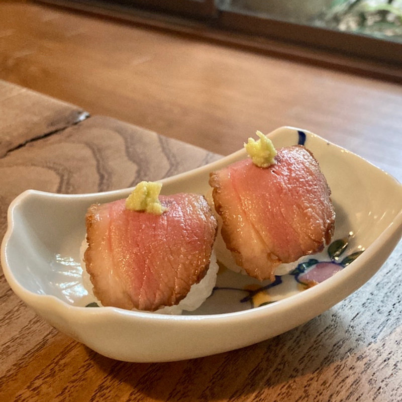 鴨ロース手まり寿司(そば切り 鴨嘴)