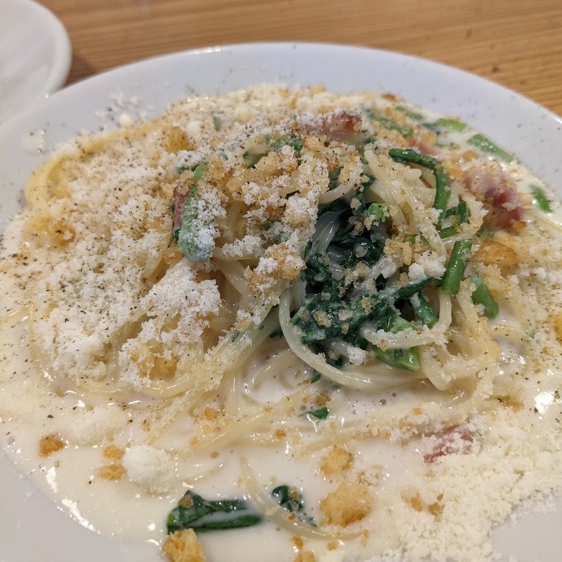 ベーコンと小松菜のクリームパスタ(ジェットベーカー)