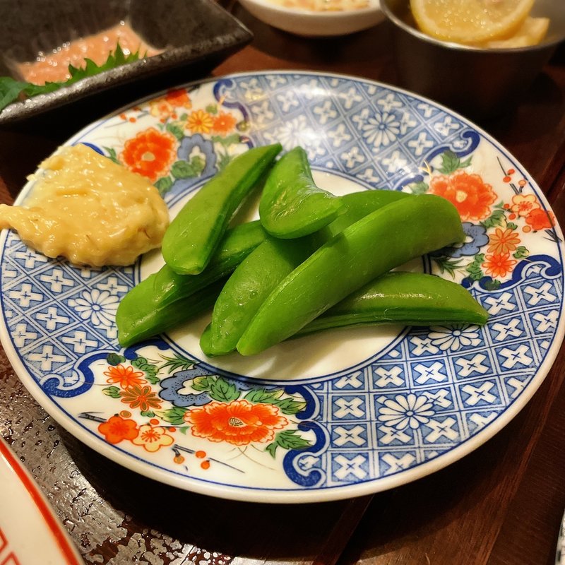 スナップエンドウ麦味噌マヨネーズ(大衆酒場 チャン栓チャン)