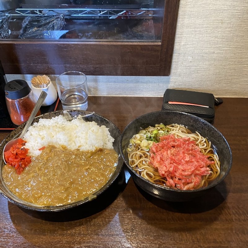 紅生姜天そば、カレーライス(そば滝)