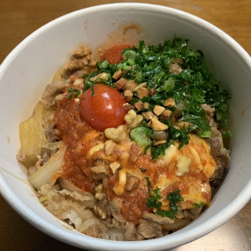 スパイシートマチ牛丼 (肉2倍盛)ごはん並盛(すき家 府中本宿店 )