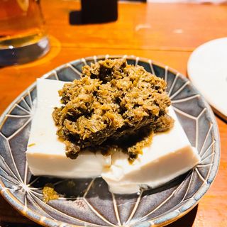 ふきのとうのお味噌と豆腐(ヤキトリ、ワイン、日本酒、Q)