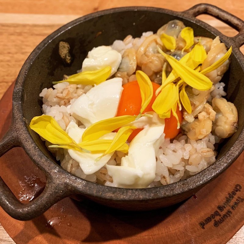 限定　水牛モッツァレラチーズのアサリリゾット(海老丸らーめん)