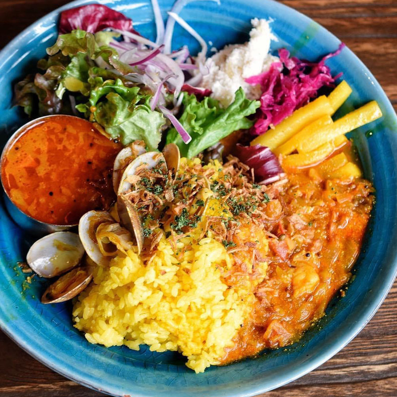 ダブルカレー(エビ・アサリラッサム)(グッドラックカリー )