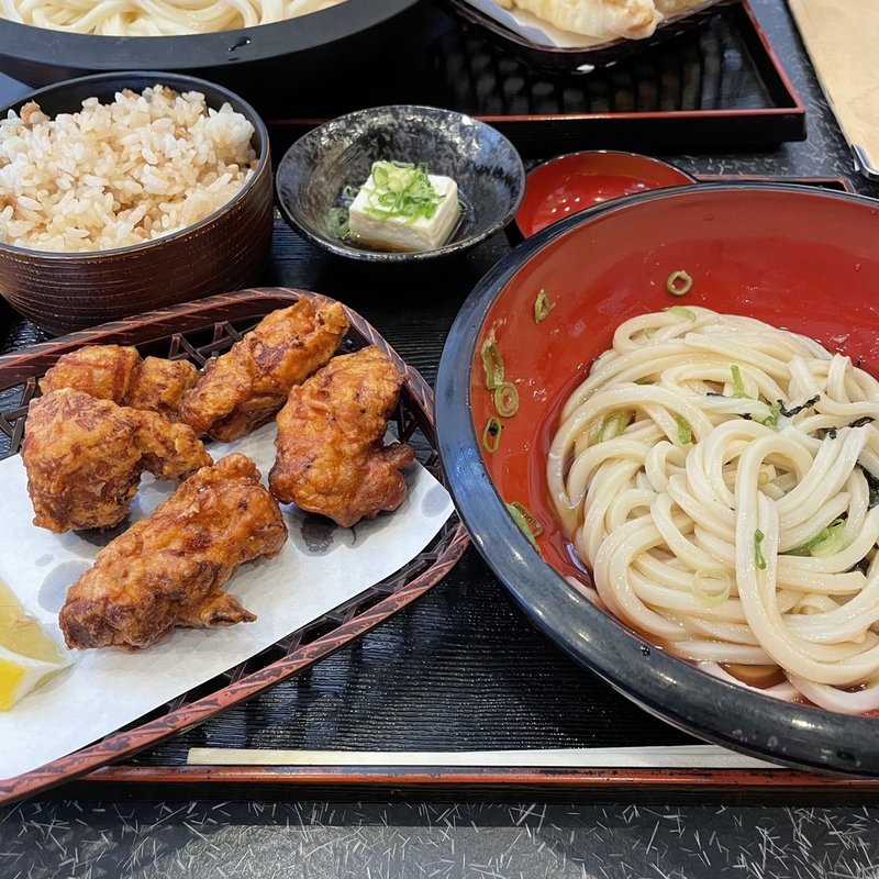 から揚げセット(得得うどん 祇園店 （とくとくうどん）)