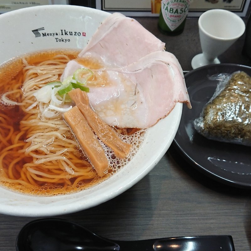 氷見そば + 黒とろろおにぎり(Menya Ikuzo Tokyo)