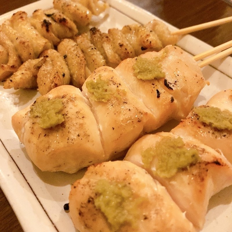 笹身ワサビと鶏皮(小倉屋 )