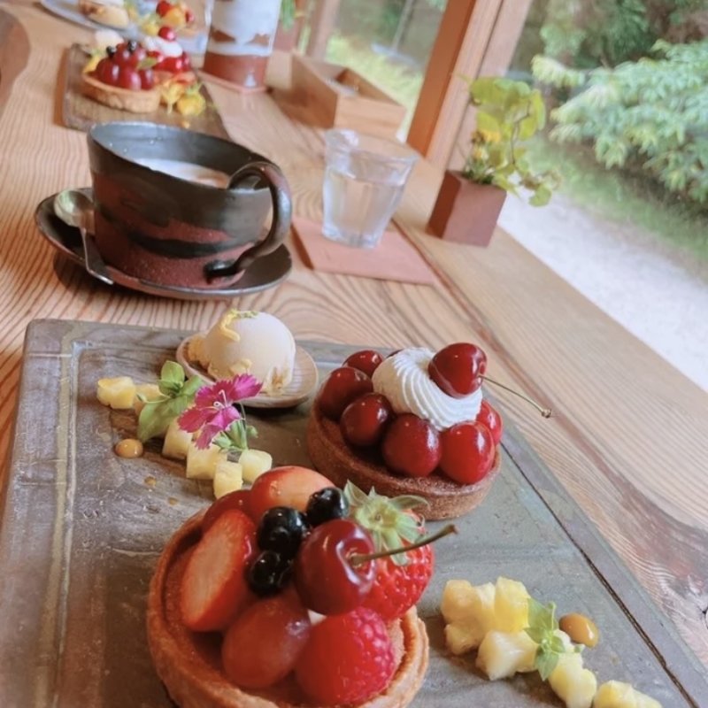 シャインマスカットのタルトとケーキ(Gallery & Cafe ENSOU)