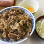 牛丼並・玉子・味噌汁(牛丼専門サンボ （さんぼ）)