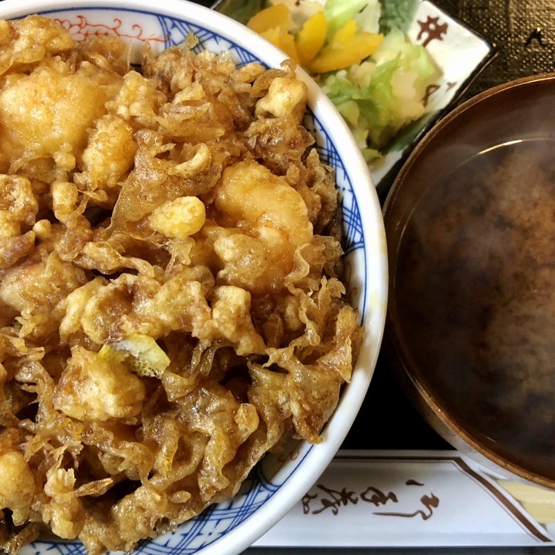 かき揚げ丼＋赤だし(天ぷら 天茂(てんしげ))