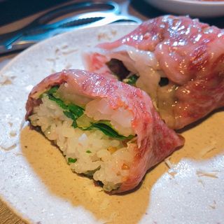 手巻き炙り肉寿司(ニューブンゴ 福島本店)