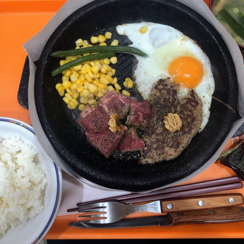 サーロインペッパーステーキ&ハンバーグ盛り(ペッパーランチ アリオ八尾店)