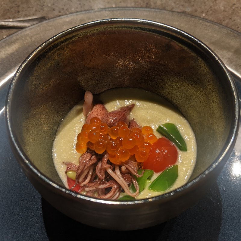 ホタルイカ、そら豆すりながし(ete)