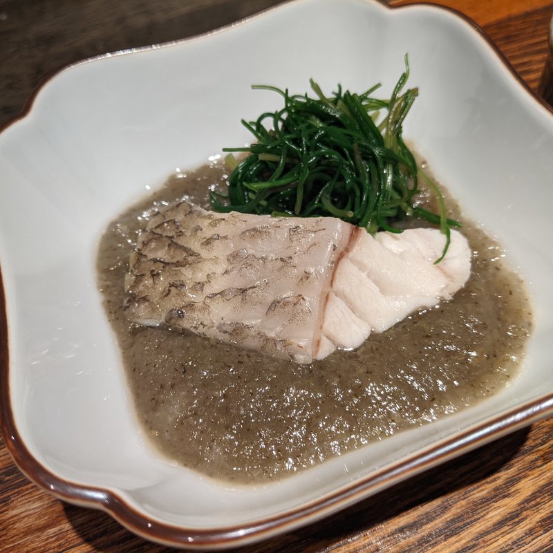 ノドグロ酒蒸し、ごぼうすり流し(松陰鶴水)