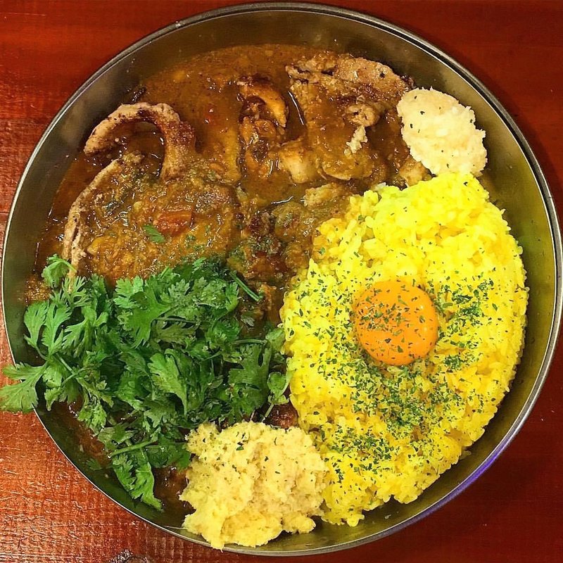 豚バラ＋生たまご＋パクチー＋ショウガ(ダルシムカリー)