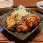 からあげとヤンニョムチキンの合い盛り定食(韓国ごはん・酒家 ダイダイ 大名古屋ビルヂング店)