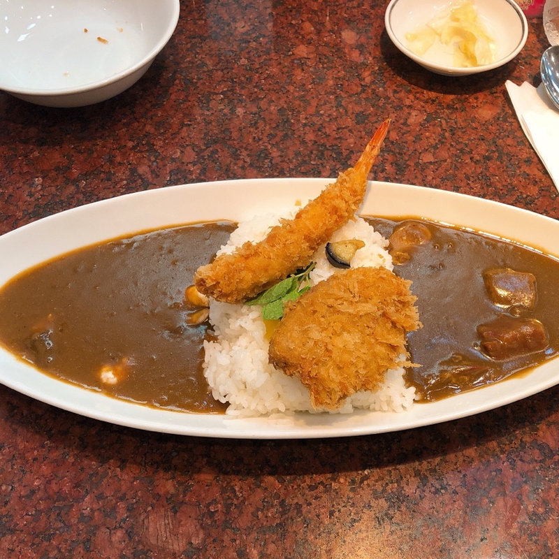 2色カレー(ヘレカツ エビフライトッピング)(サンマルコ 東大阪近鉄店 )