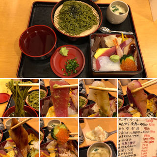 茶そばミニ海鮮丼セット(回転寿司大江戸)