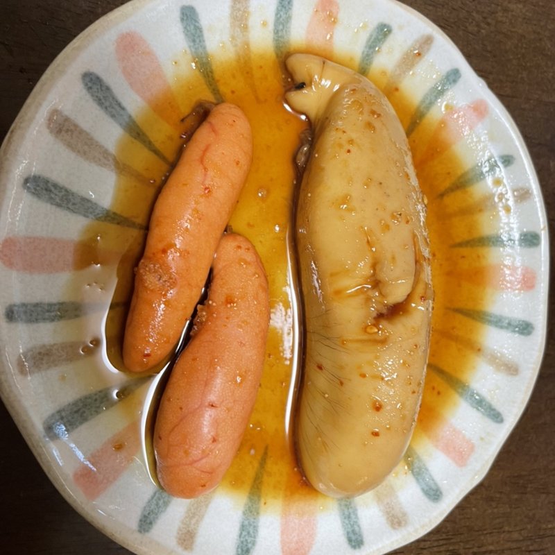 タラコとフグの白子の甘辛煮(ひみつ)