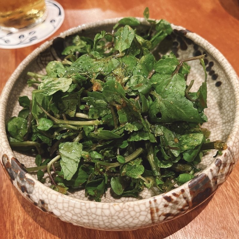 クレソンの本山葵和え(酒場シナトラ)