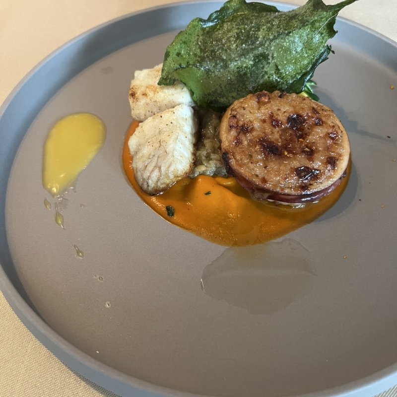 鱸のポワレ　いか飯風グラタン(ラ テラス あやめ池店 （La Terrasse）)