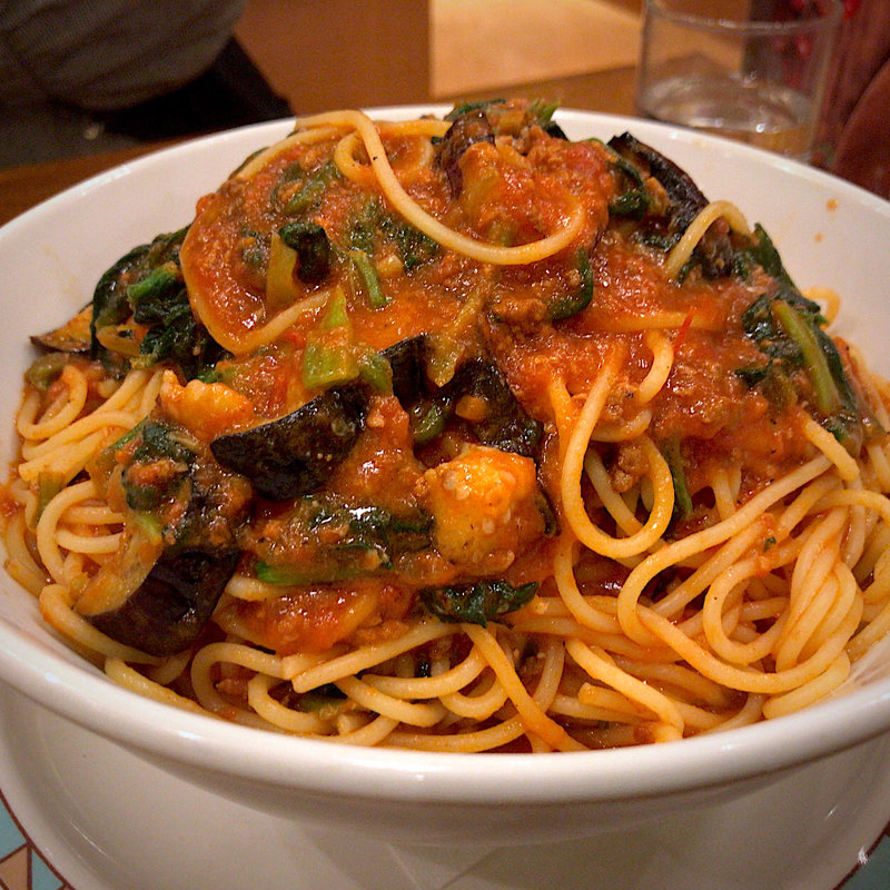 揚げ茄子とほうれん草のミートソース 田舎風 ダブル(カプリチョーザ ザ・モール仙台長町店 )