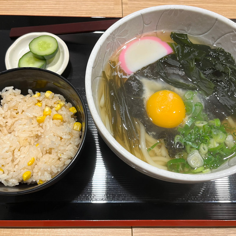月見うどん(細打うどん 竹や 浅草橋店)