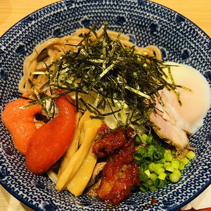 明太温玉油うどん(全粒粉生うどん　手練れ　新宿御苑店)