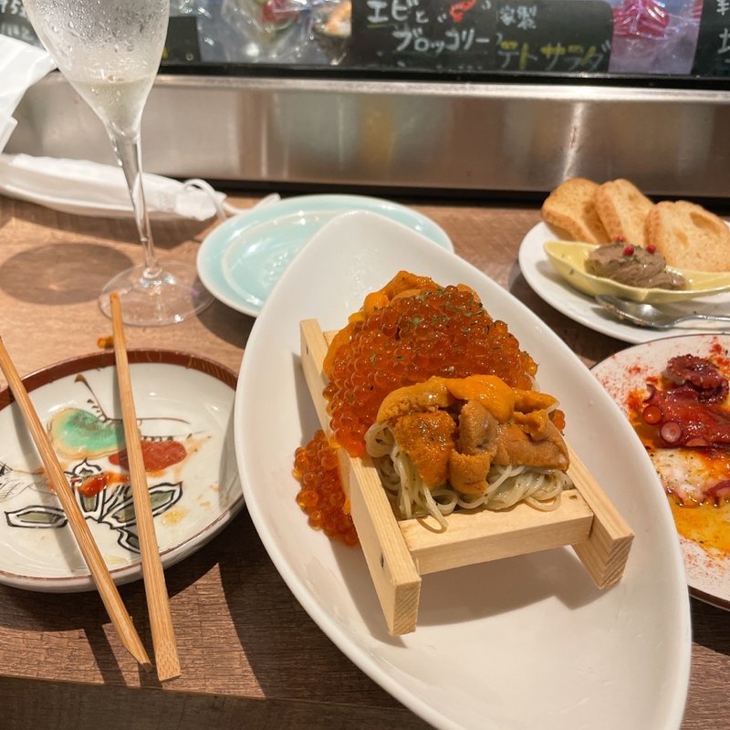 ウニとイクラの冷製パスタ(大衆酒場フレンチマン)