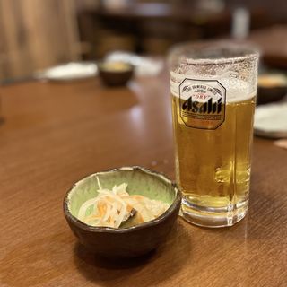 生ビール&お通し(博多海鮮魚市場)