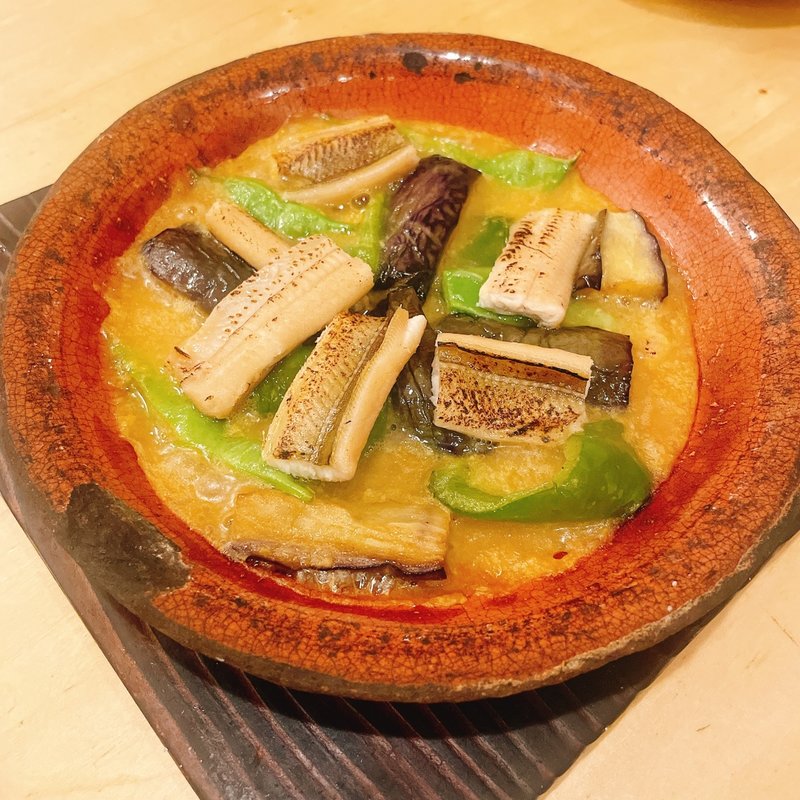 穴子と夏野菜の陶板蒸し(居酒屋 佐藤 恵比寿 )