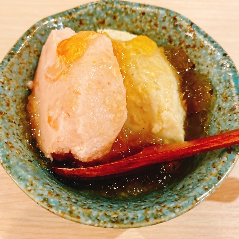 トマトとナスのムースジュレがけ(うまいサケうまいアテ サツマヤ)