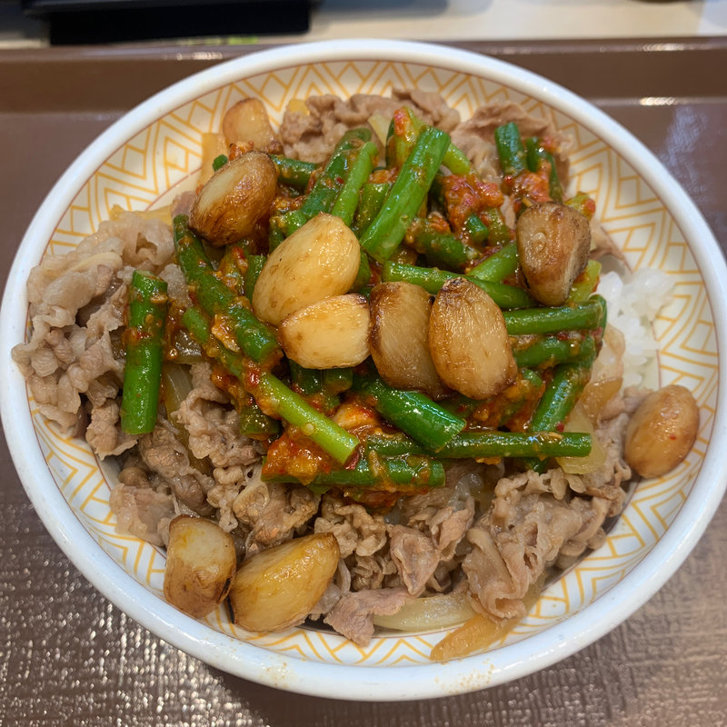 ダブルニンニク牛丼 大盛(すき家 西新宿店 )