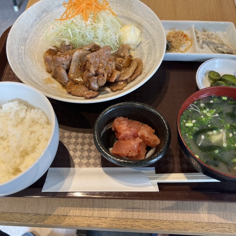 生姜焼き定食：明太子(酒と飯　たまる食堂)