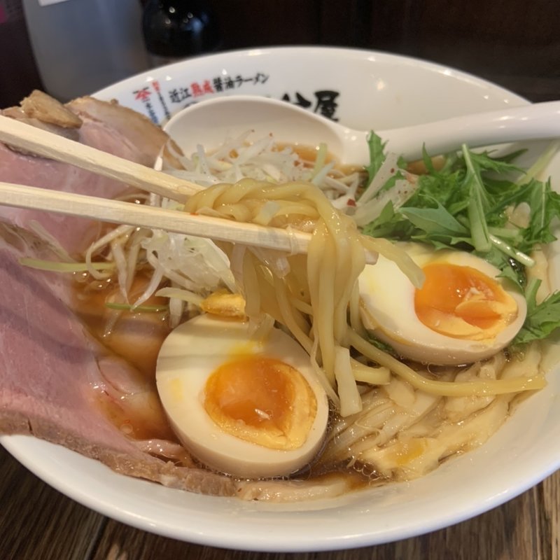 味玉近江ブラック(近江熟成醤油ラーメン 十二分屋 早稲田店)