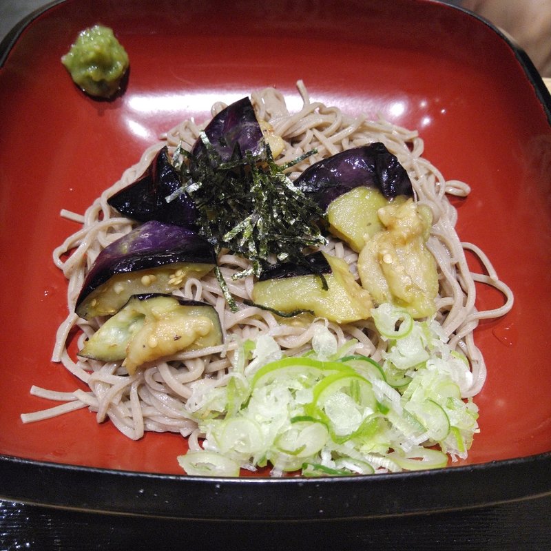 冷しなす素揚げそば(駅そば　しらかみ庵)