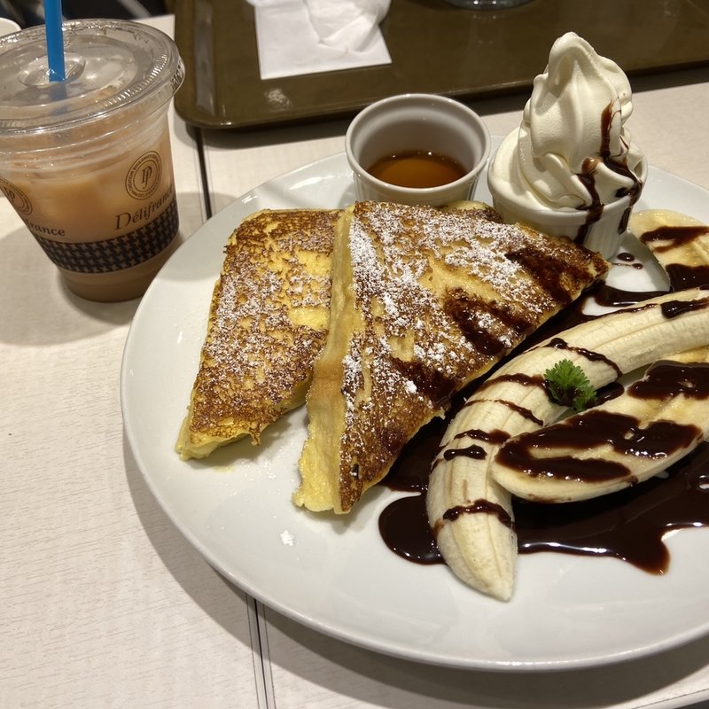 チョコバナナフレンチトースト ドリンクセット(Delifrance 市川店)