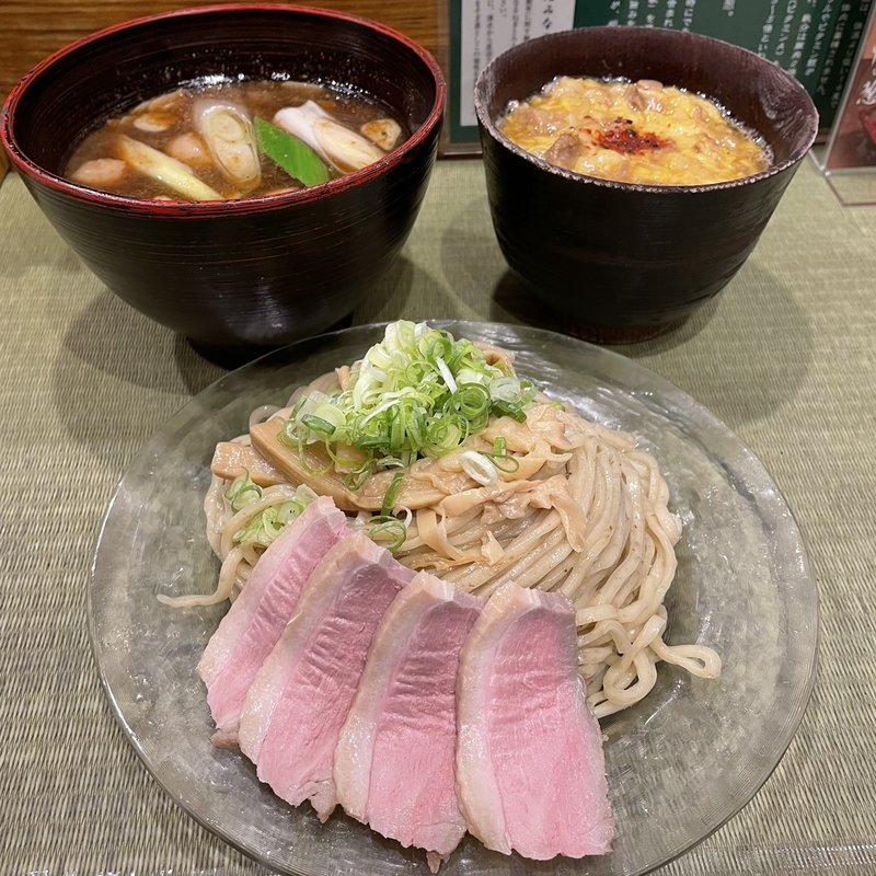 鴨つけそばto小親子丼toコンフィ(らーめん 鴨to葱)