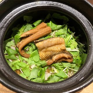 煮穴子とサラダセロリの土鍋ご飯(tsugumi)
