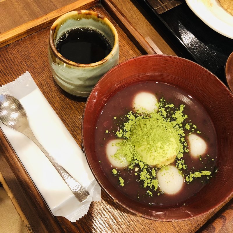 白玉抹茶クリームぜんざい(甘味喫茶 岡西（甘味処／喫茶・店内飲食）)