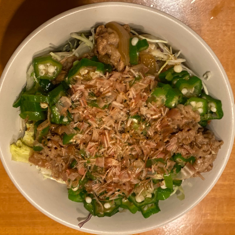 かつぶしオクラ牛丼(ライト)(すき家 枚方中宮東之町店 )