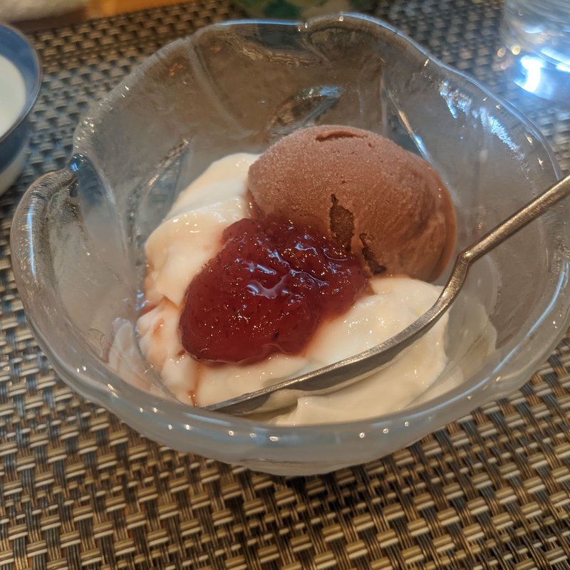 パンナコッタ、自家製チョコアイス(割烹　船生 )