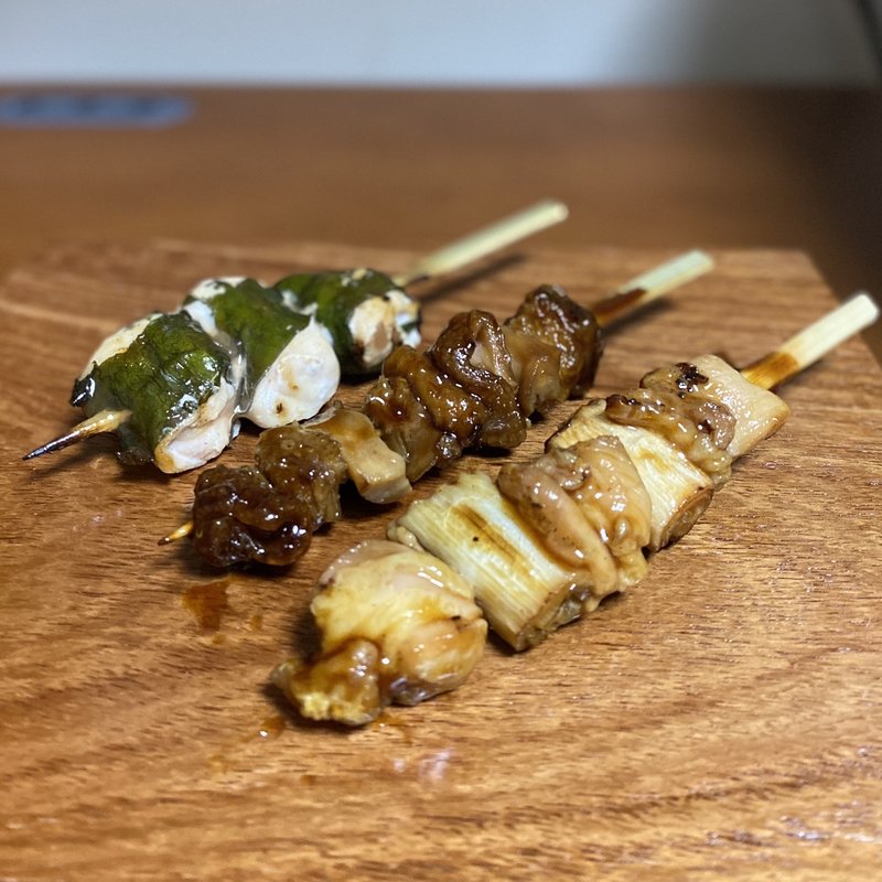 ももねぎま串、皮エリンギ串、ささみ大葉巻き串(尾張さんわ屋 JR名古屋高島屋店 )