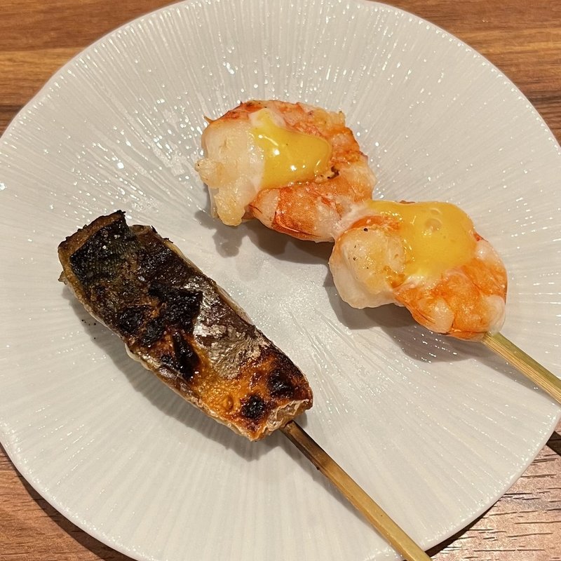 鯖塩焼きと海老自家製マヨネーズ(はち福)