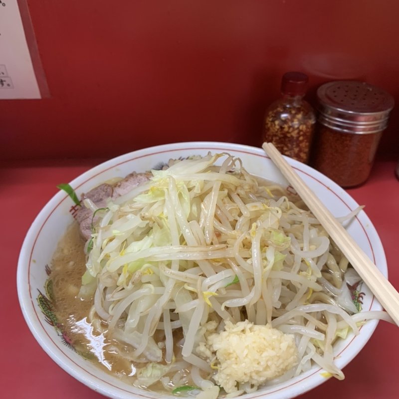 豚2枚大ラーメンヤサイニンニクカラメ(ラーメン二郎 環七一之江店 （らーめんじろう）)