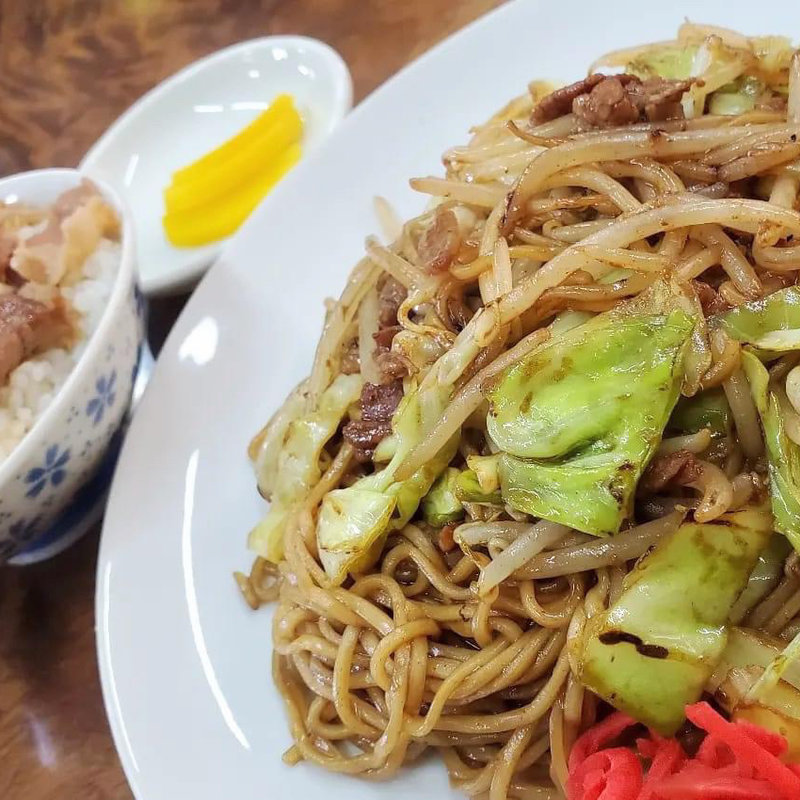 焼きそば肉丼(小)セット(青竹食堂)